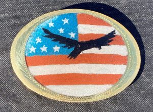 Soaring Eagle on USA Flag Sandpainted