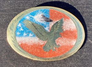 Attack Eagle on USA Flag Sandpainted