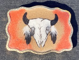 Skull and Feathers Sandpainted