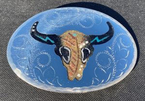Skull decorated Sandpainted