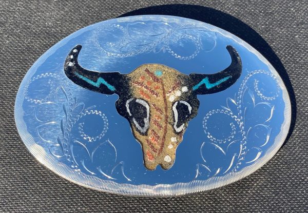 Skull decorated Sandpainted